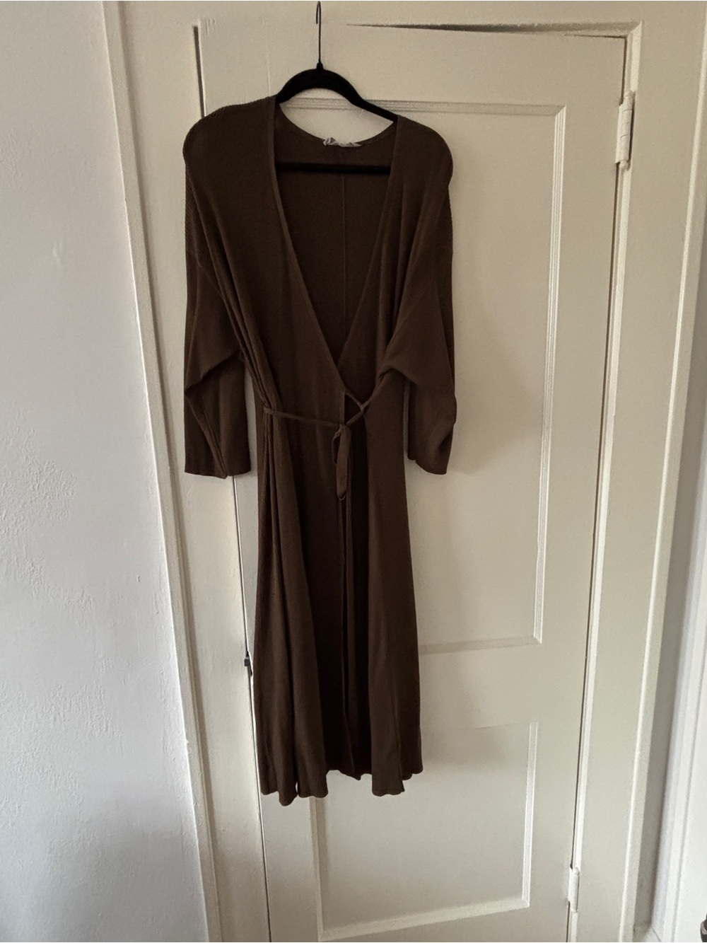 Everlane Wrap Midi Dress in Bronze Green